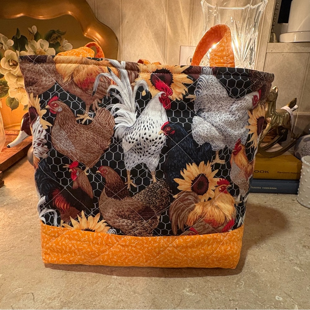 Handmade Rooster And Chicken Print Shoulder Bag - Picture 6 of 12